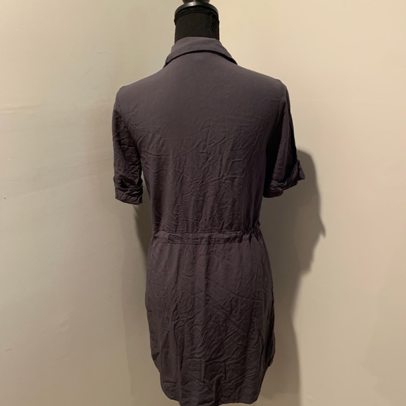 Topshop Button Front Short Sleeve Shirt Dress in Charcoal size 4 - Picture 3 of 7